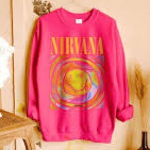 Nirvana Smiley Face Sweatshirt; Nirvana Aesthetic Pink Rainbow Unisex Sweatshirt